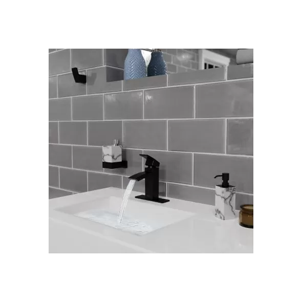 6-5/32" x 6-11/16" Metal Matte Black Single Control Kenzo Series Bathroom Faucet | PPFLG42DF1B