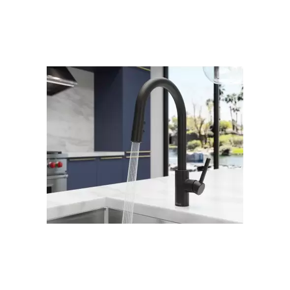1/2" NPSM 16-3/8" Metal Matte Black 1-Handle Stellen Series Pull-Down Kitchen Faucet | PPFLG529SAB