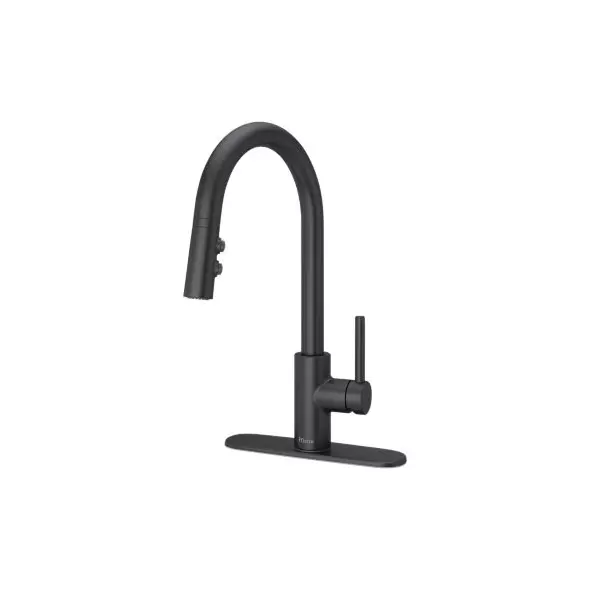 1/2" NPSM 16-3/8" Metal Matte Black 1-Handle Stellen Series Pull-Down Kitchen Faucet | PPFLG529SAB