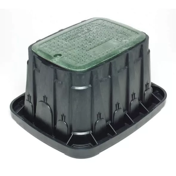 23.2" x 19.3" Rectangular Black Irrigation Control Valve VB Standard with Green Lid Valve Box | RBGVBSTNDGRN