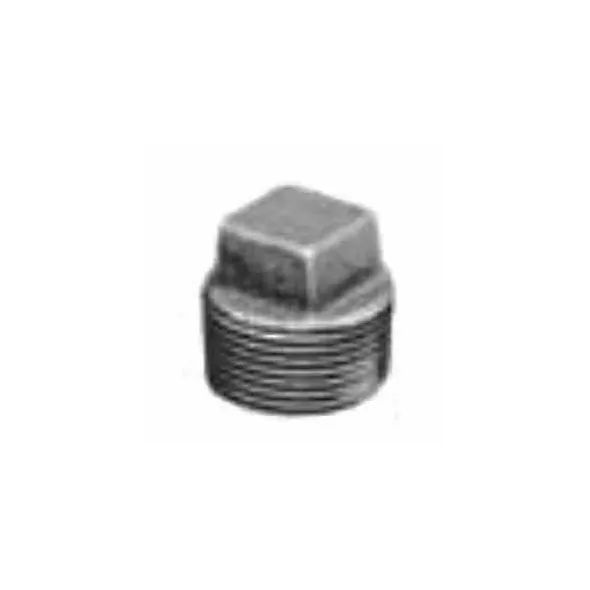 3/4" Male Threaded Black Malleable Iron Square Head Cored Plug | TFBP007