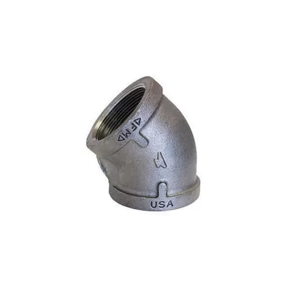3/4" FNPT Black Malleable Iron Schedule 40 45 Degrees 1102 Series Domestic Elbow | TFB45F007D