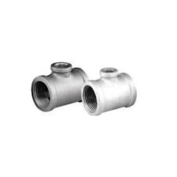 1" x 1/2" x 1" Female Threaded Black Malleable Iron 3 Sides Pipe Reducing Tee | TFBT010X005X010