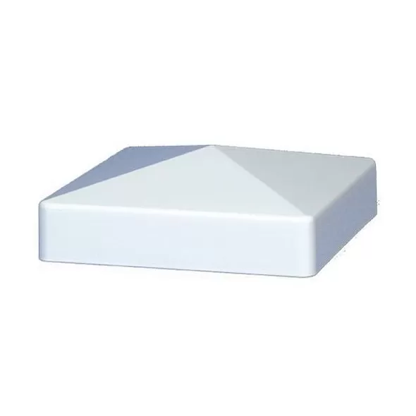 1.424" Vinyl White External Long Lip Pyramid Horse Post Cap | VCOSPC35W