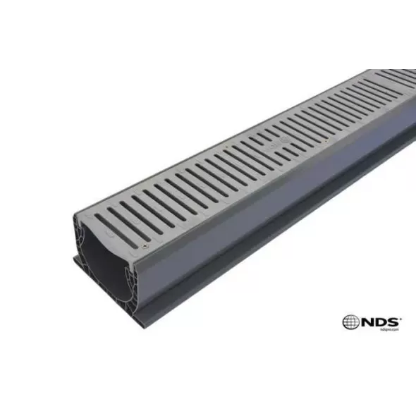5-3/4" x 10' Gray with 1' x 10' Section of PVC Channel 5' x 2' Grates Channel Kit | NDS40010WH