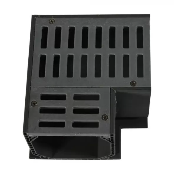 4-1/4" x 4-1/2" PVC Gray w/Grate Fabricated 90 Degrees Elbow | NDS5380