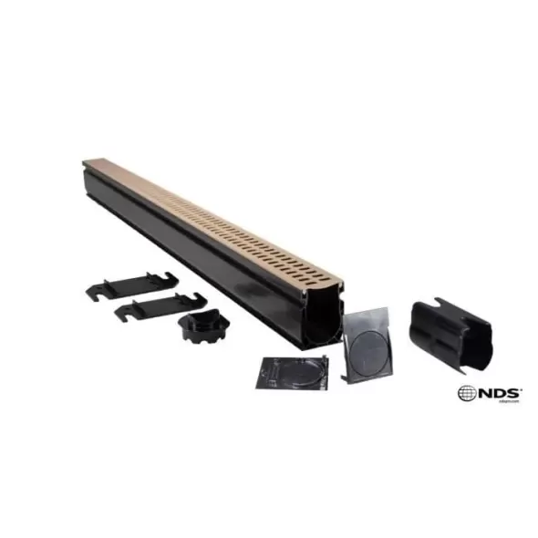 2-1/4" X 6' Sand With PVC Channel Grate (2) End Caps (2) Anchor Clips (1) Coupling And (1) Bottom Outlet Slim Channel Kit |  9206SKIT