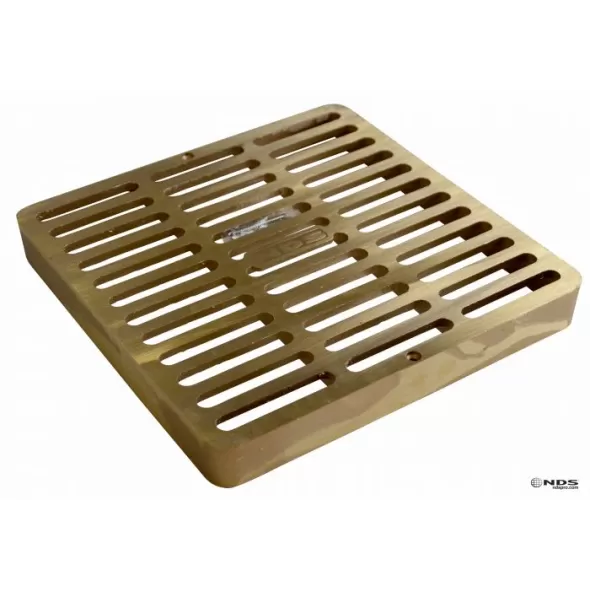 9" x 9" Square Brass Flat Grate | NDS930B
