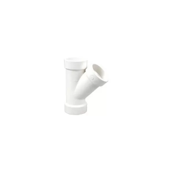 8" x 8" x 4" Hub White PVC Schedule 40 4810 Series 45 Degrees Reducing Wye | DWPY884