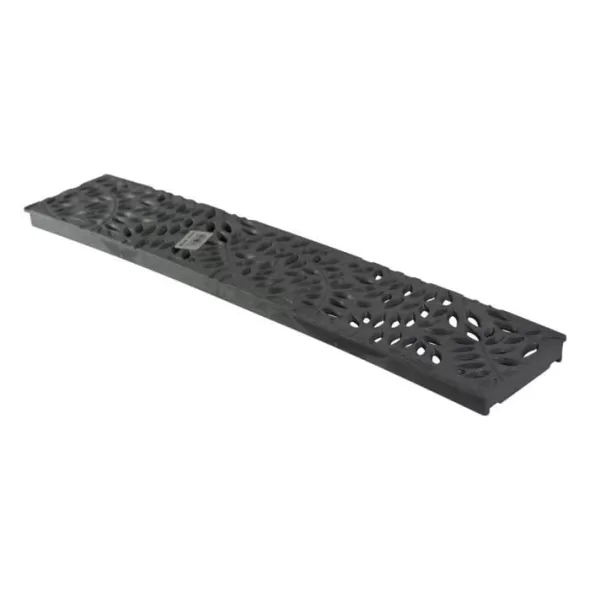 24" Rectangular HDPE Gray Decorative Botanical Channel Grate | NDS252GY
