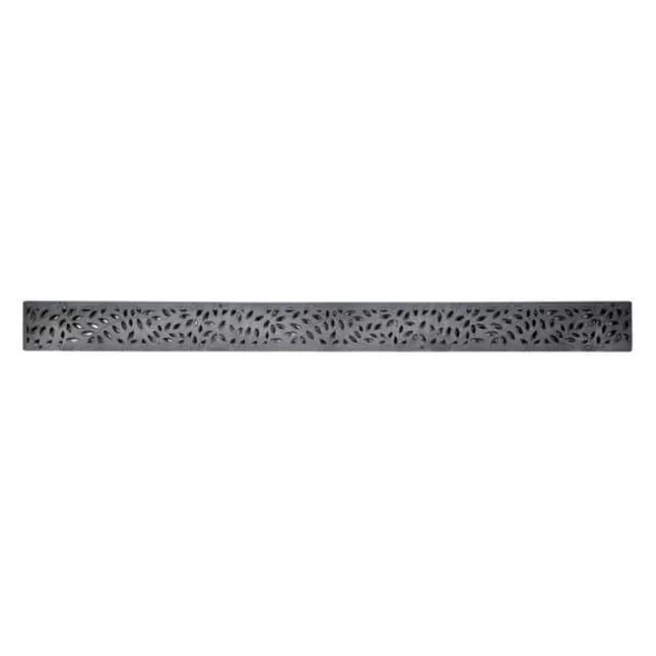 36" Rectangular Polypropylene Black Mini Decorative Botanical Channel Grate |  554