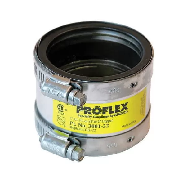 Sch. 40 PVC Coupling 1-1/2 in. x 1-1/2 in. x 1-1/4 in. Cast Iron/Plastic/Steel x Copper/Plastic 3001 Series Shielded | 3001-150