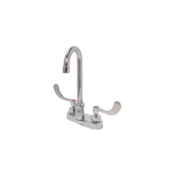 1/2" NPSM 12" x 10-7/16" Cast Brass Polished Chrome 2-Handle Gooseneck Faucet | ZRNZ812A4XLFC15