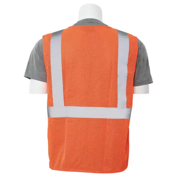 Safety Vest, XX-Large Polyester Hi-Viz Orange S363P Series Economy Mesh Type R Class 2
