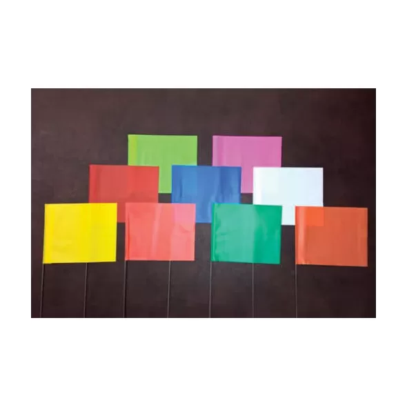 4" x 5" x 15" Fluorescent Lime 100/Bundle Wire Staff Marking Flag | FLG4X5LIMEFLO15