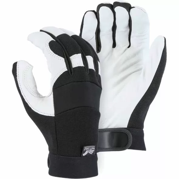 Mechanics Gloves, Extra Large 2153T Series Goatskin Leather Black/White Eagle A-Grade