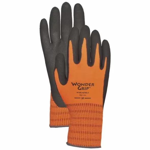 Bellingham Gloves, Medium Nitrile Orange Hi-Vis Extra Tough Palm-Dipped | WG510HVM