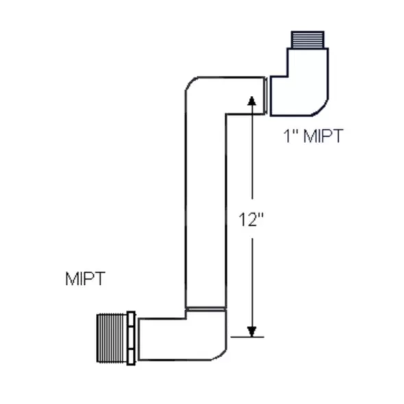 1" x 12" MIPT PVC Swing Joint | LSCG132212