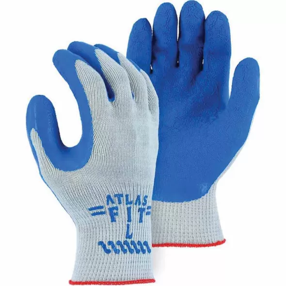 Majestic Glove Work Gloves, Rubber Latex Blue/Gray All-Purpose Palm-Dipped | 3385 - L
