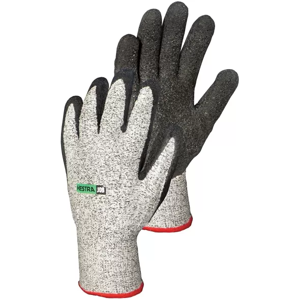 Work Gloves, Medium Latex/Fiberglass/Nylon Fabric Gray