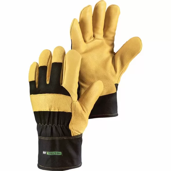 Utility Gloves, Extra Large Goatskin Leather/Cotton Black/Tan Insulated Heavy-Duty