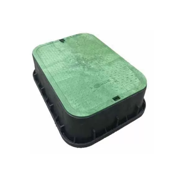 13" x 20" x 6" Rectangular Black Box Irrigation Control Valve Standard Jumbo with Overlapping Green Cover Tapered Valve Box Extension | NDB119TBC