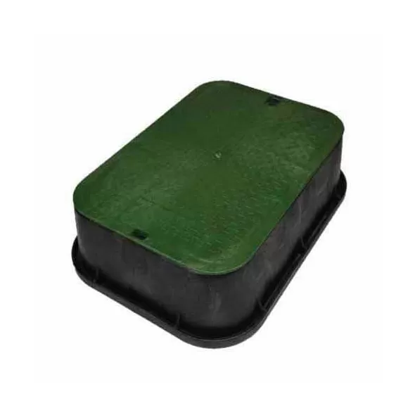 13" x 20" x 6" Rectangular Black Box Irrigation Control Valve Standard Jumbo with Overlapping Green Cover Valve Box Extension | NDB119