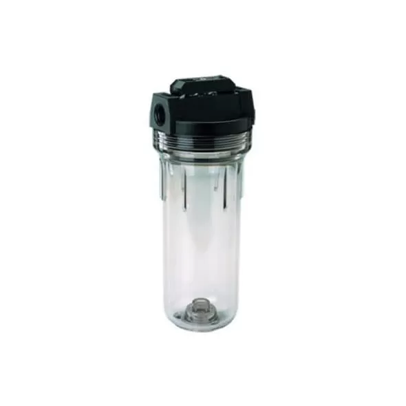 3/4" NPT Clear Sump Black Cap Valve-In-Head Filter Housing | APLWVC34
