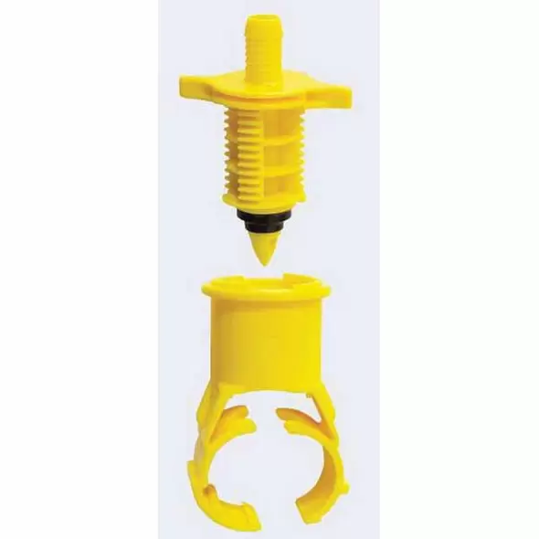 3/4" x 1/2" Swing Pipe Barb x FNPT Yellow ABS Saddle | BS15900