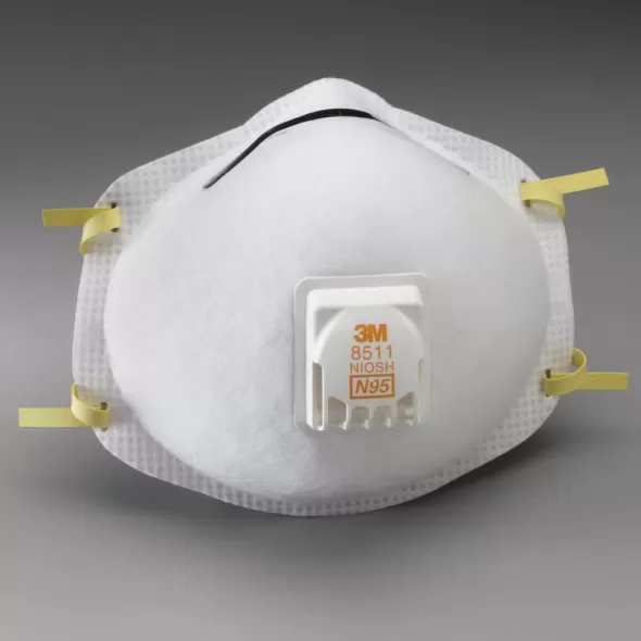 5-1/2" x 6-1/4" White Braided Headstrap Particulate Disposable N95 Respirator | ERB13502