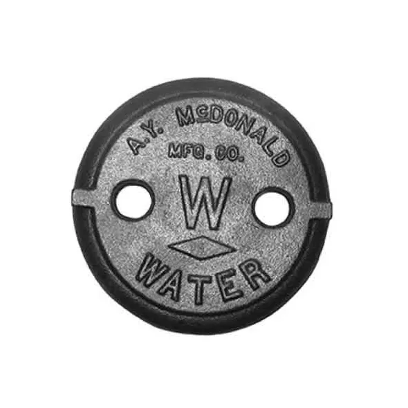 2" Black Dip Cast Iron 2-Hole Erie Pattern For 5601 Curb Box Water Marking Lid | MCD5601L