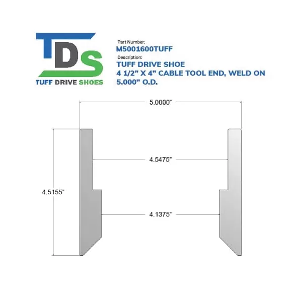 4-1/2" x 4" x 5" Steel Dark Gray Weld On Drive Shoe | WMAM5001600B
