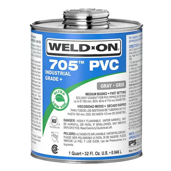 1 qt Metal Can Gray 705 Series Low VOC PVC Cement | IPSG705QT