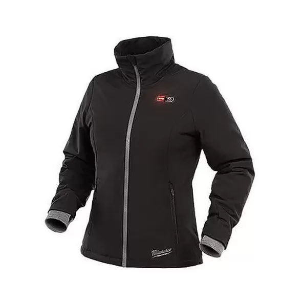 Medium Polyester Black Women Zipper Closure Heated Jacket | MKE232B21M