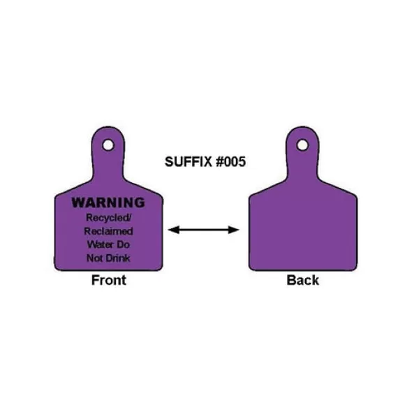 Purple WARNING Recycled/Reclaimed Water Do Not Drink Thermoplastic Polyurethane (TPU) Single Sided Valve Identification Tag | CSTIDMAXP1RC005