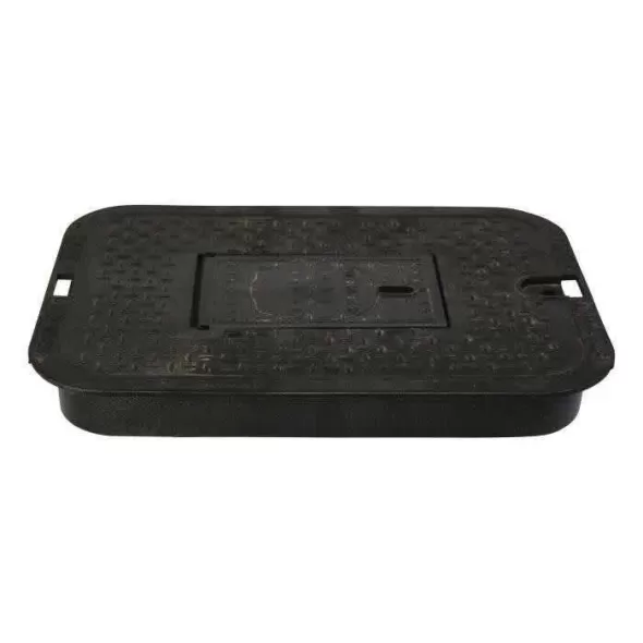 14" Rectangular Black Water Meter Standard Overlapping Meter Cover | NDB113CM