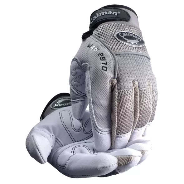 XX-Large Deerskin Leather Gray/Black Hook and Loop Cuff Padded Unlined Mechanics Gloves | YLS29707