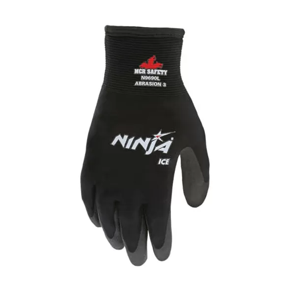 Large Nylon/Acrylic HPT Coating Black Knit Wrist Cuff Insulated Work Gloves | YLSN9690L