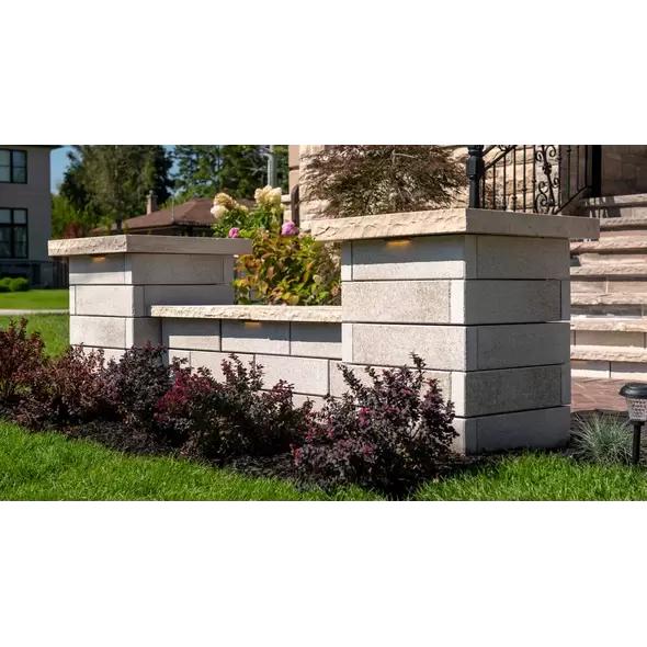 19" x 14" x 3" Light Gray Coping U-Cara Wall Block | UNPUCARAUCLG