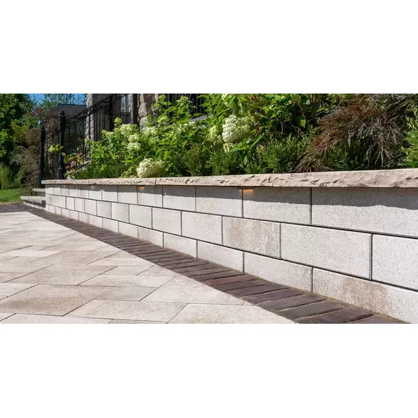 19" x 14" x 3" Light Gray Coping U-Cara Wall Block | UNPUCARAUCLG