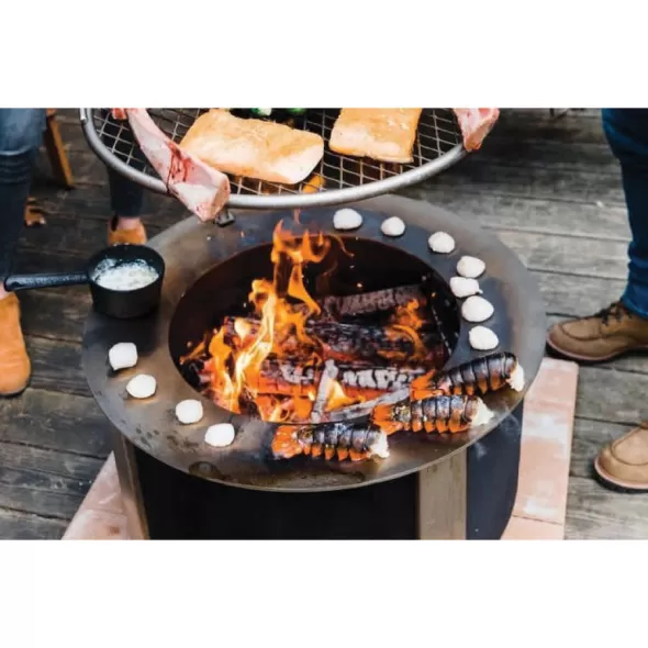 24" x 29.5" x 15" Corten Steel X-Series X24 Model Standard Rim Smokeless with Searplate Fire Pit | BREBRX24PS