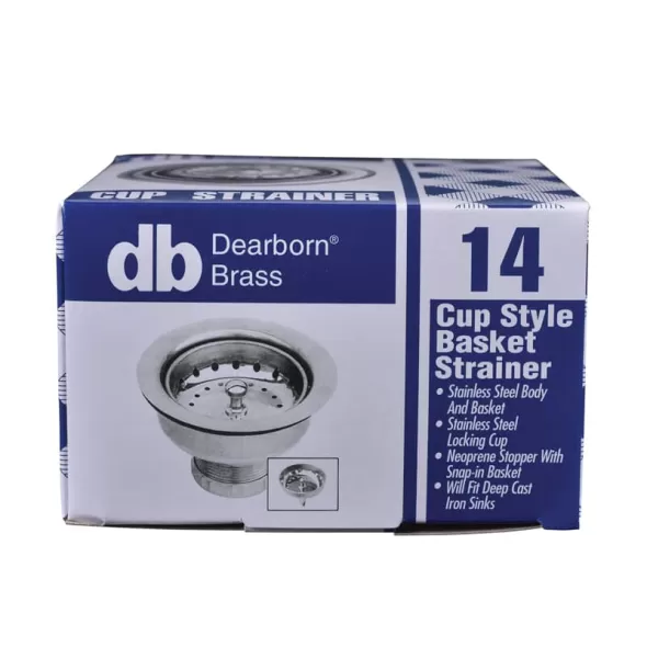 1-1/2-11-1/2 NPSM 3.25" x 4.33" x 2-3/4" Stainless Steel Chrome-Plated Shallow Locking Cup For Deep Cast Iron Sinks Sink Basket Strainer | DER14