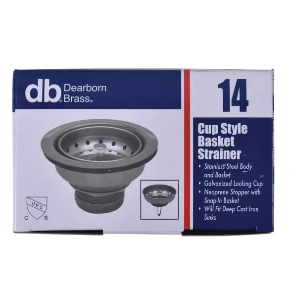 1-1/2-11-1/2 NPSM 3.25" x 4.33" x 2-3/4" Stainless Steel Chrome-Plated Shallow Locking Cup For Deep Cast Iron Sinks Sink Basket Strainer | DER14