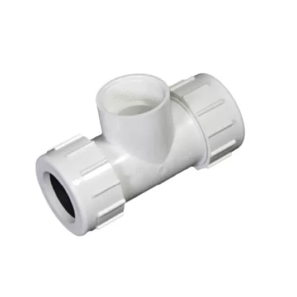 PVC Tee 6.79" L 1-1/2" IPS Compression x FPT CPT Series | CPT-1500-T