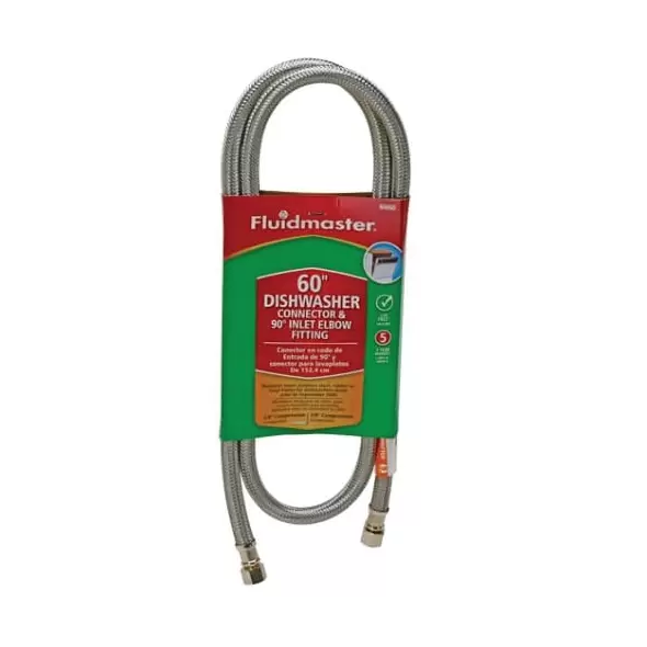 3/8" Compression 60" 304 Stainless Steel Braided Dishwasher Connector | FMAB6W60K
