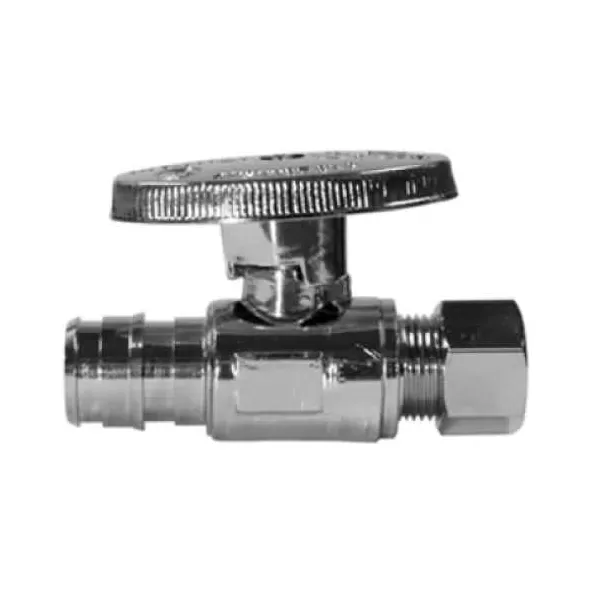 1/2" x 3/8" Expansion PEX x Compression Lead-Free Brass Straight Quarter Turn Supply Stop | MCD72080EXP