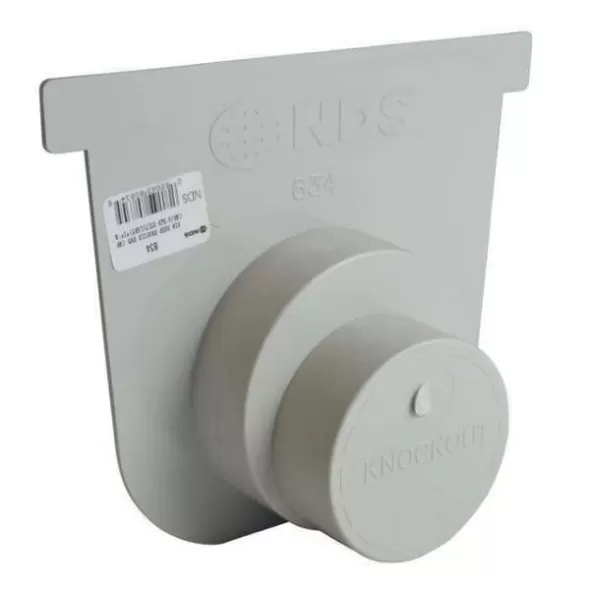 3 to 4" x 7" PVC White Deep Profile Sewer and Drain End Cap/SPT Knockout Outlet | NDS834
