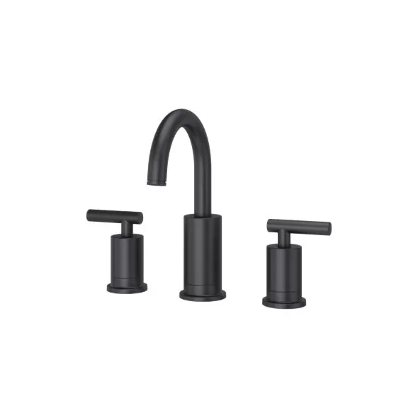 8" 1/2" NPSM 8-7/8" Brass Matte Black 2-Handle Widespread Bathroom Faucet | PPFLG49NC1B