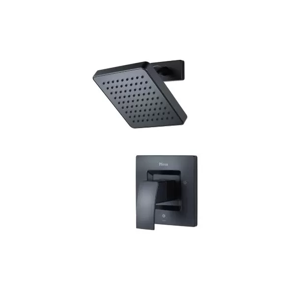 1/2-14 NPT 7" x 7" x 2-9/32" Metal Matte Black 1-Handle Shower Trim | PPFLG897DFB