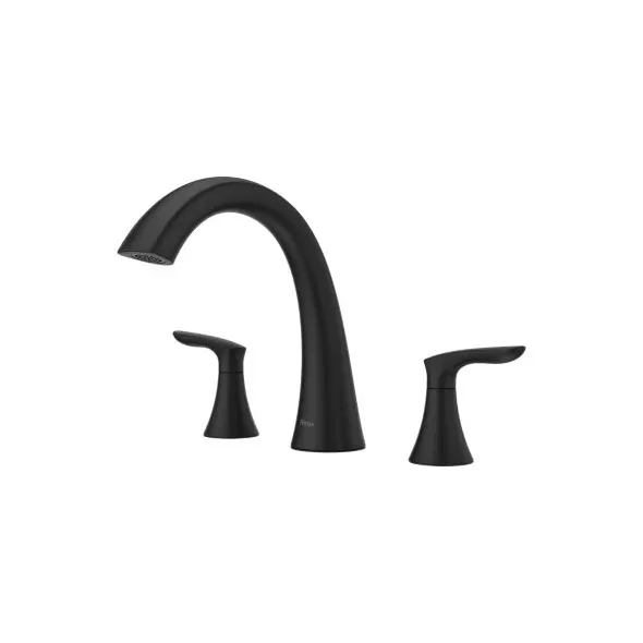 1/2" 2-11/16" x 9-11/32" Brass Matte Black 2-Handle Roman Tub Trim | PPFRT65WRB
